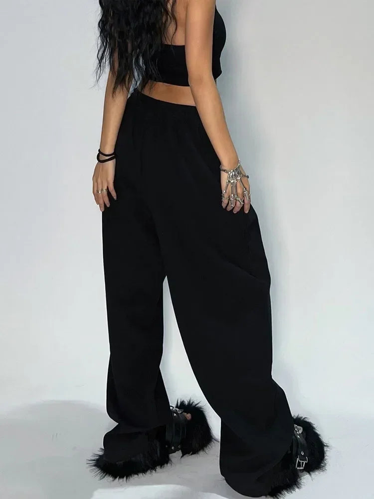 BXOXO Casual Gray Sweatpants Women Wide Leg Black Joggers Classic Baggy Streetwear Female Oversized Sports Trousers All-match