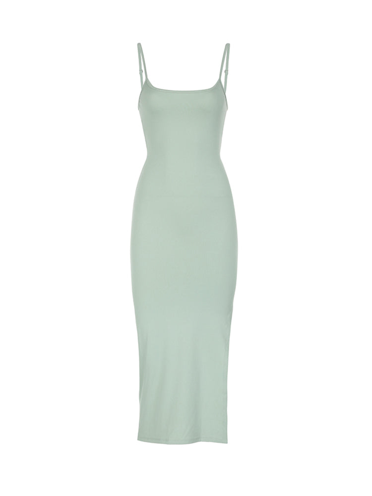 BXOXO - summer inspo Solid Backless Split Elegant Sexy Adjustable Straps Long Dresses Women Rave Summer Vacation Clothing