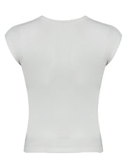 BXOXO - summer inspo Lace Patchwork V Neck Elegant Sexy White T-Shirt Women Summer Short Sleeve Spring Fashion Solid Basic Simple Slim Tops