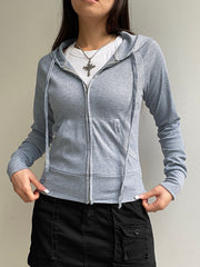 BXOXO - summer inspo Solid Knitted Autumn Winter Women’s Sweats Cardigan Long Sleeve Ribbed Causal Basic Fashion Zip Up Hooded Coat