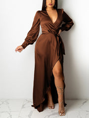 Satin High Low Flowy Maxi Dress