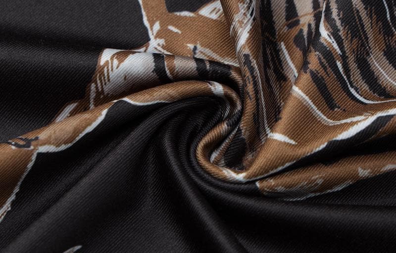 BXOXO Halter Self Tie Backless Slit Ruffle Scorpion Print Contrast Maxi Dress