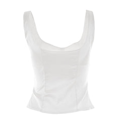 Square Neck Sleeveless Tank Top - White