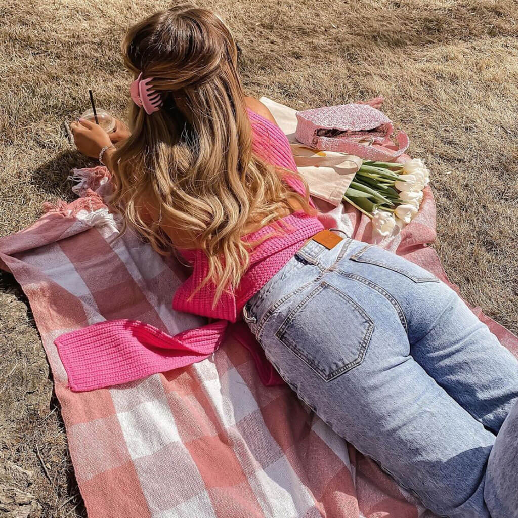 Tie Strap Cropped Knit Tank Top - Pink