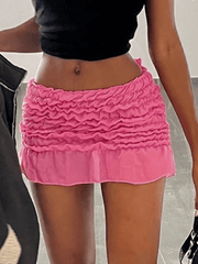 Plain Stretch Smocked Mini Skirt