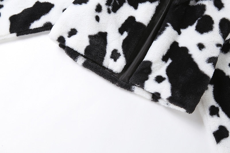 BXOXO - Faux Fur Cow Print Jacket