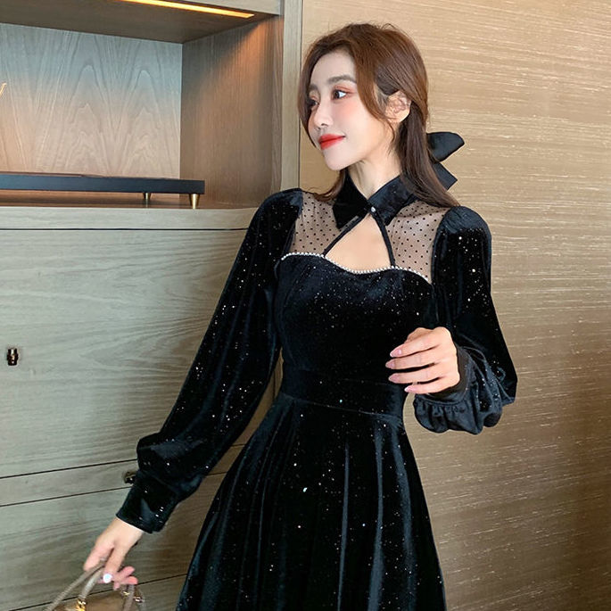 BXOXO - Long Sleeve Cutout Sparkle Dress