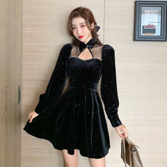 BXOXO - Long Sleeve Cutout Sparkle Dress