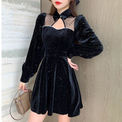 BXOXO - Long Sleeve Cutout Sparkle Dress