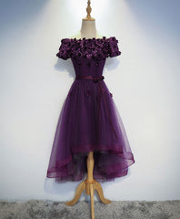 BXOXO Cute Purple High Low Prom Dress, Purple Homecoming Dresses