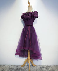 BXOXO Cute Purple High Low Prom Dress, Purple Homecoming Dresses