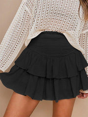 Smock Tiered Ruffle Mini Skirt