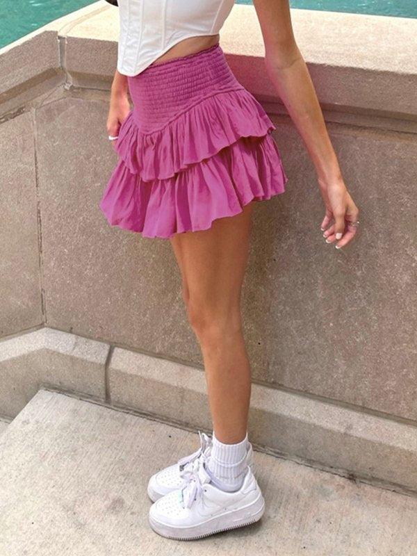 Smock Tiered Ruffle Mini Skirt