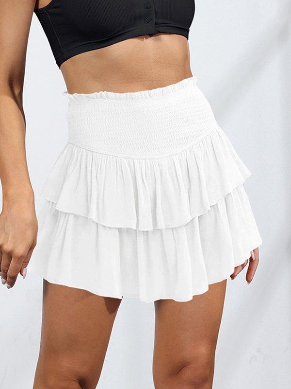 Smock Tiered Ruffle Mini Skirt