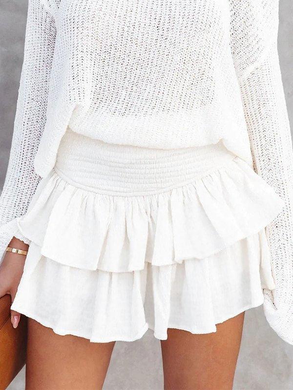 Smock Tiered Ruffle Mini Skirt