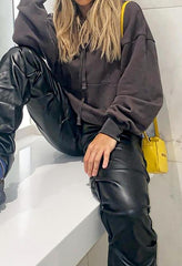 Stacked Pu Leather Pants