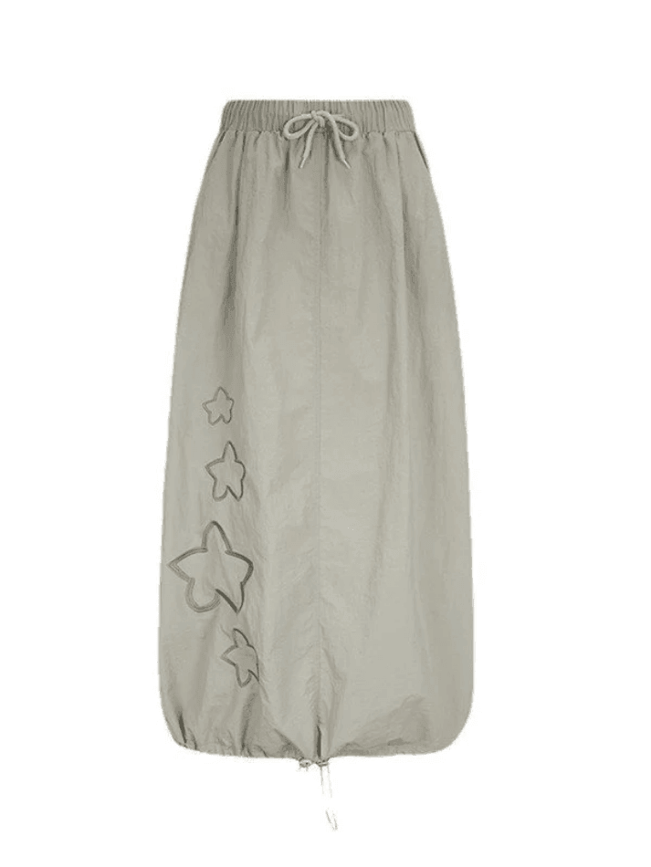 Star Embroidered Y2K Long Cargo Skirt