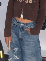 Star Patch Distressed Blue Boyfriend Jeans