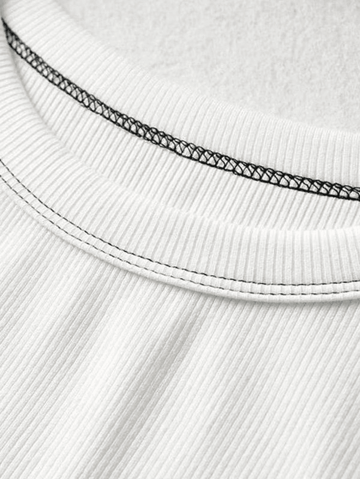 Stitched Detail Ribbed Crop Tank Top