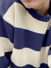 Striped Crew Neck Knit Sweater