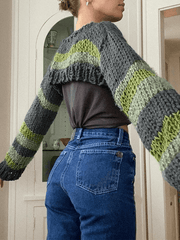 Striped Long Sleeve Bolero Sweater Top