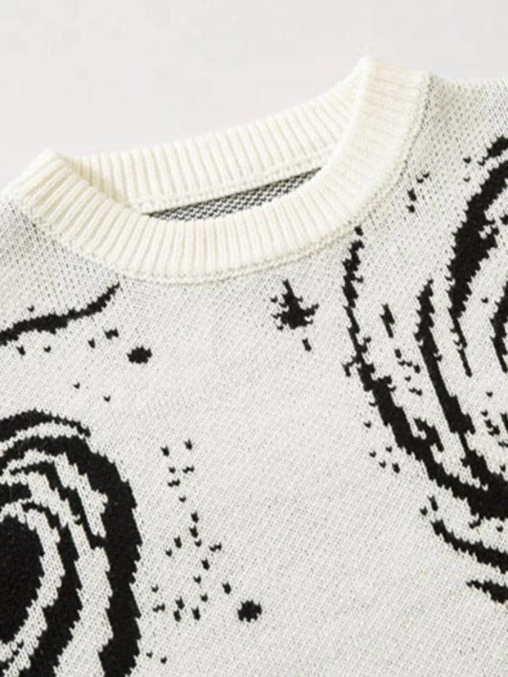 Swirl Print Ripped Design Sweater