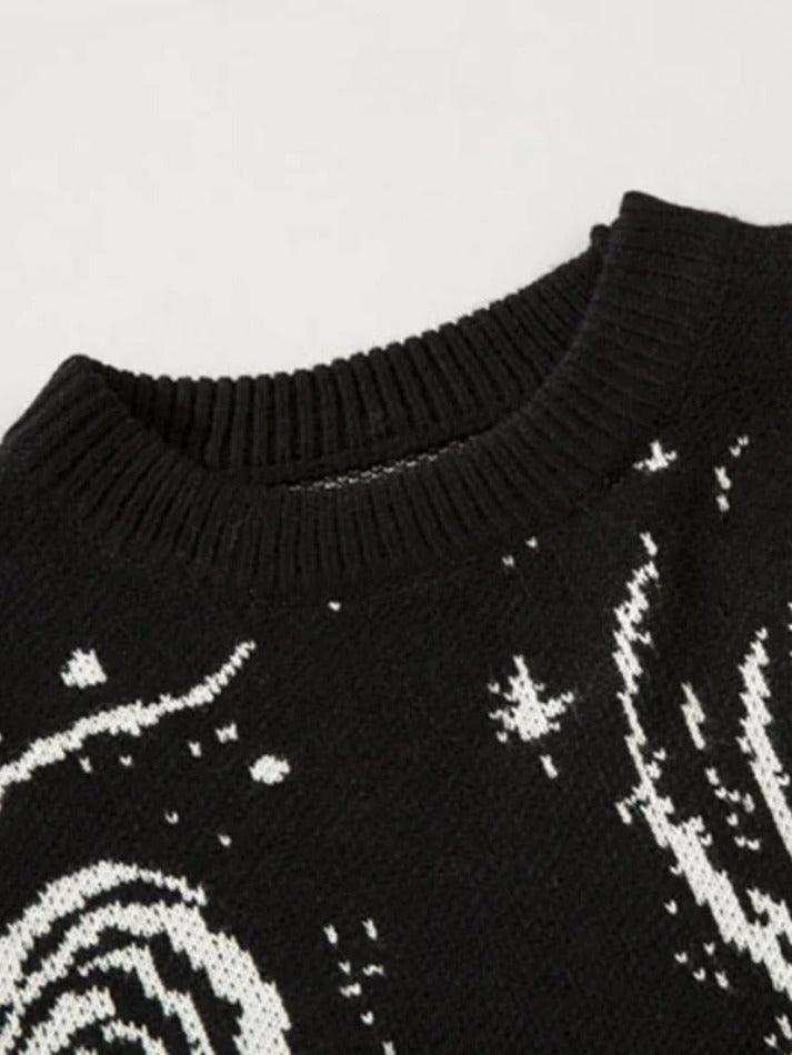 Swirl Print Ripped Design Sweater
