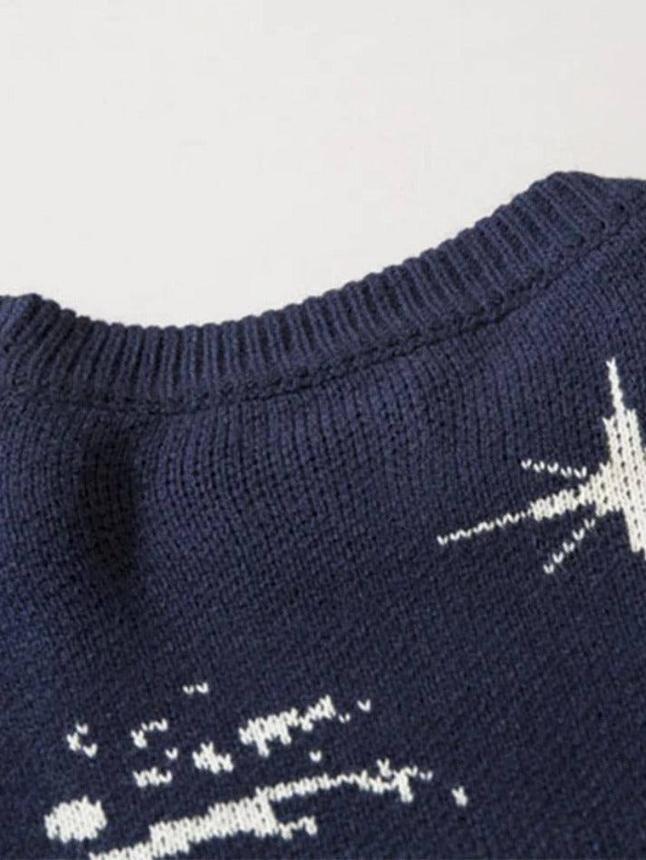 Swirl Print Ripped Design Sweater