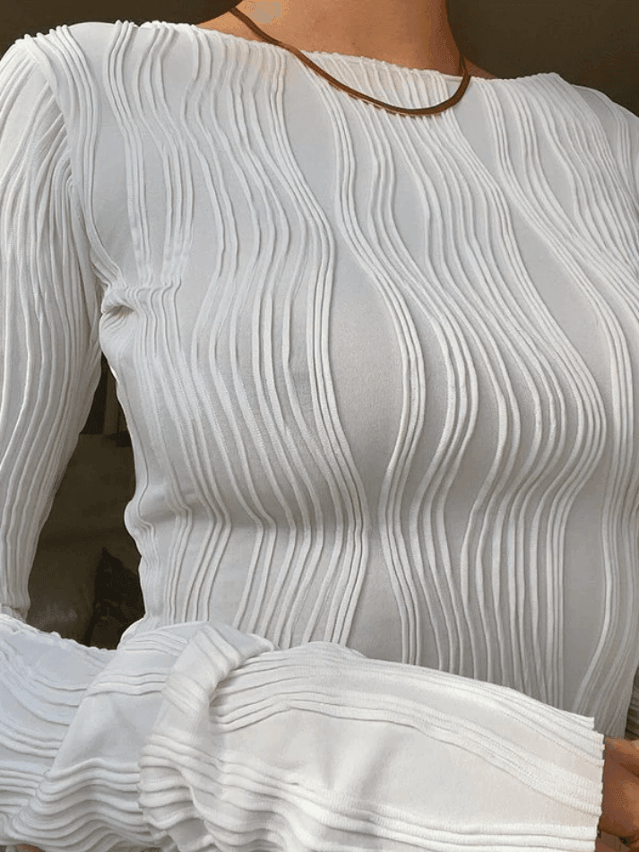 Textured Stripe Long Sleeve Tee