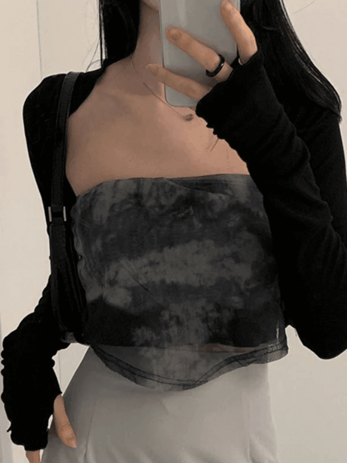Thumb Hole Design Bolero Knit Top