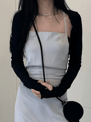 Thumb Hole Design Bolero Knit Top
