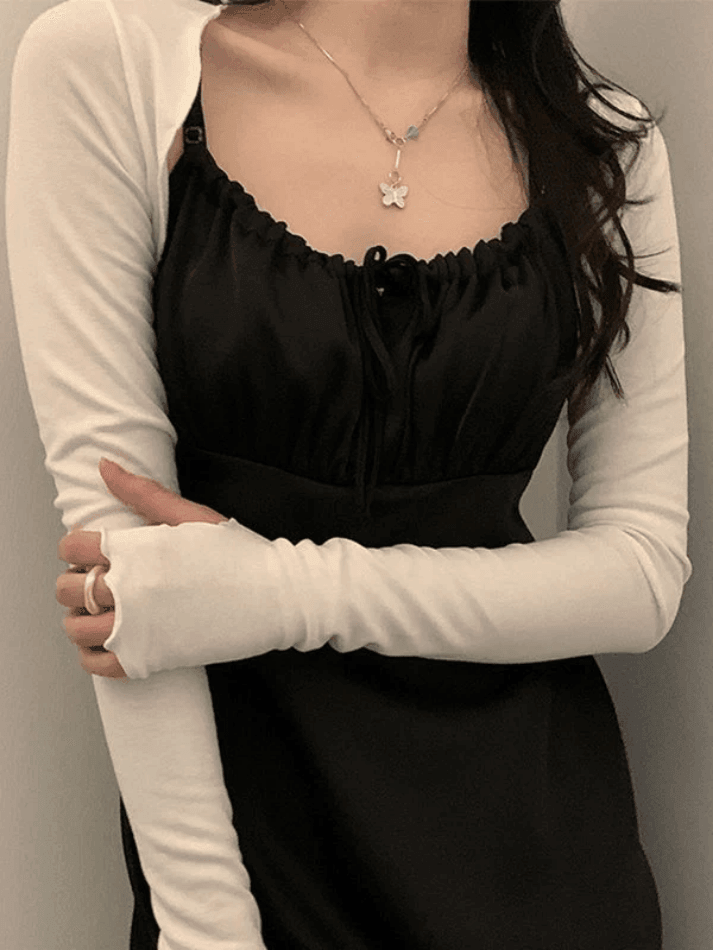 Thumb Hole Design Bolero Knit Top