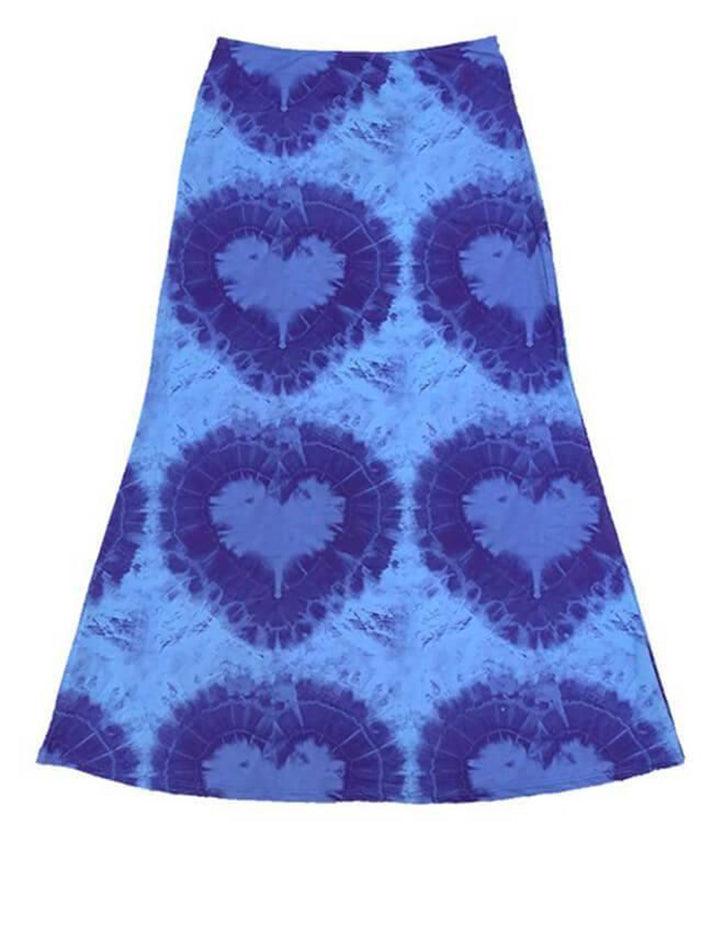 Tie-Dye Heart Wrap Midi Skirt