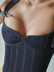 Tie Strap Denim Corset Top