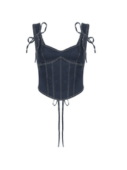 Tie Strap Denim Corset Top