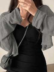 V Neck Button Up Cropped Cardigan