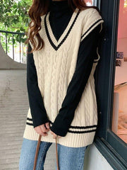 V Neck Cable Knit Sweater Vest