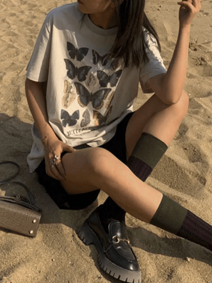 Vintage Butterfly Oversized Short Sleeve Tee