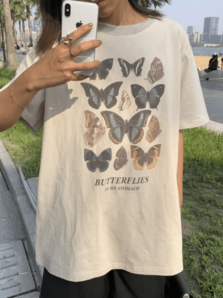 Vintage Butterfly Oversized Short Sleeve Tee