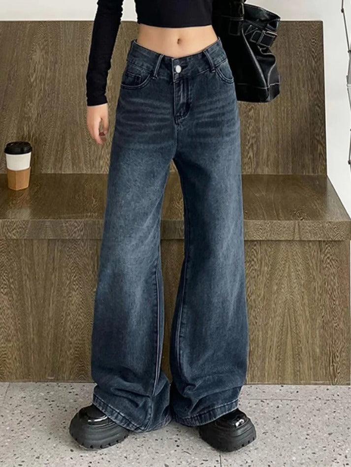 Vintage Dark Color High Waist Loose Boyfriend Jeans