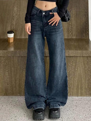 Vintage Dark Color High Waist Loose Boyfriend Jeans