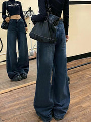 Vintage Dark Color High Waist Loose Boyfriend Jeans