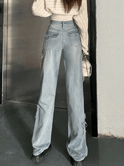 Vintage Distressed Star Patch Boyfriend Jeans