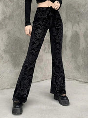 Vintage Embossed Velour Flare Pants