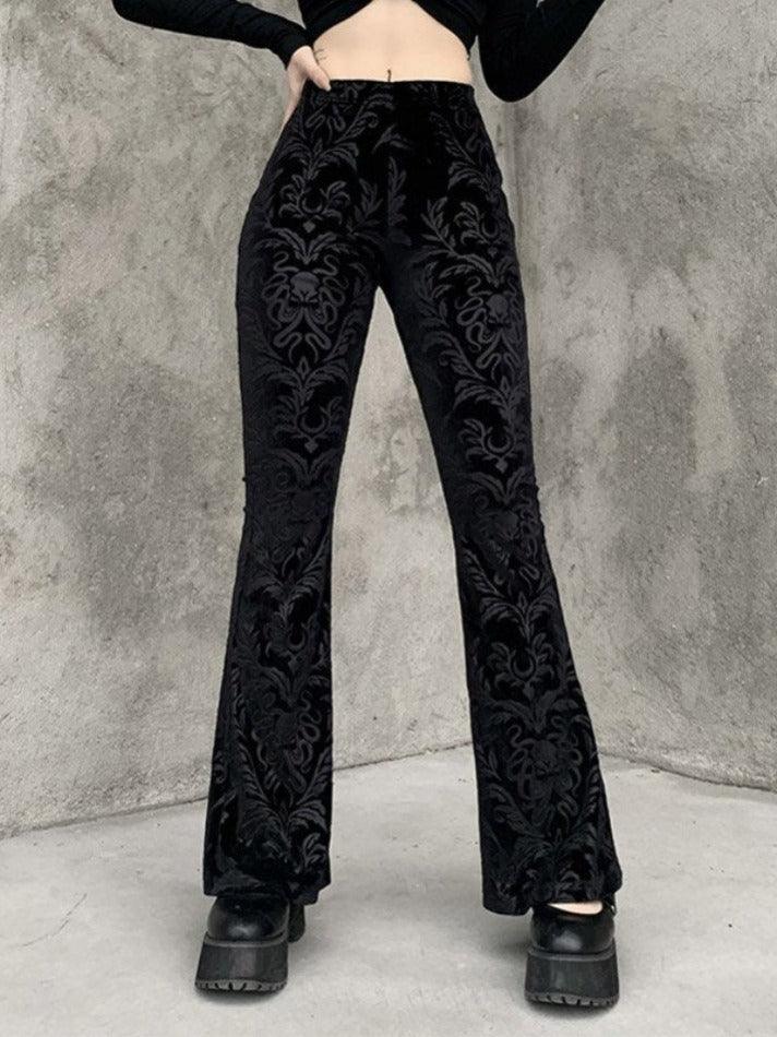 Vintage Embossed Velour Flare Pants