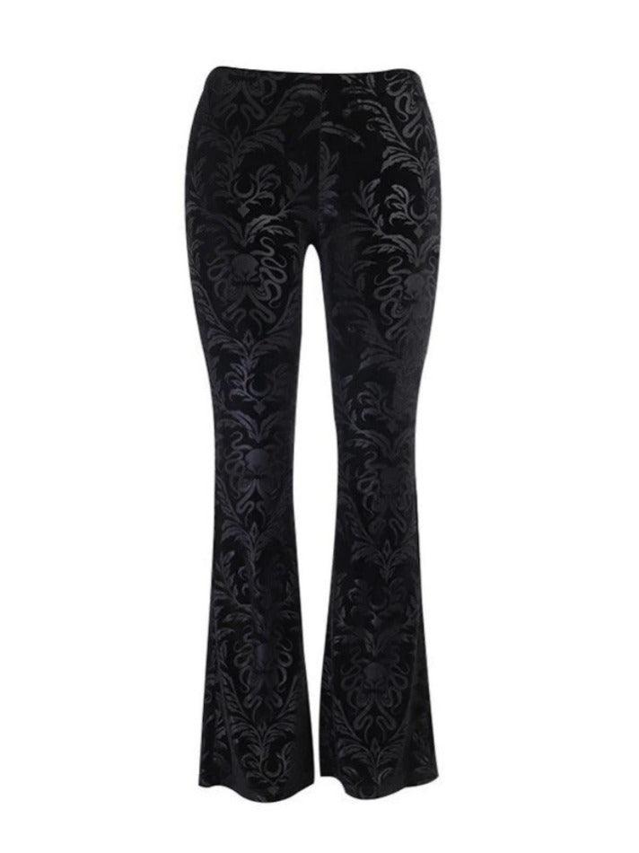 Vintage Embossed Velour Flare Pants