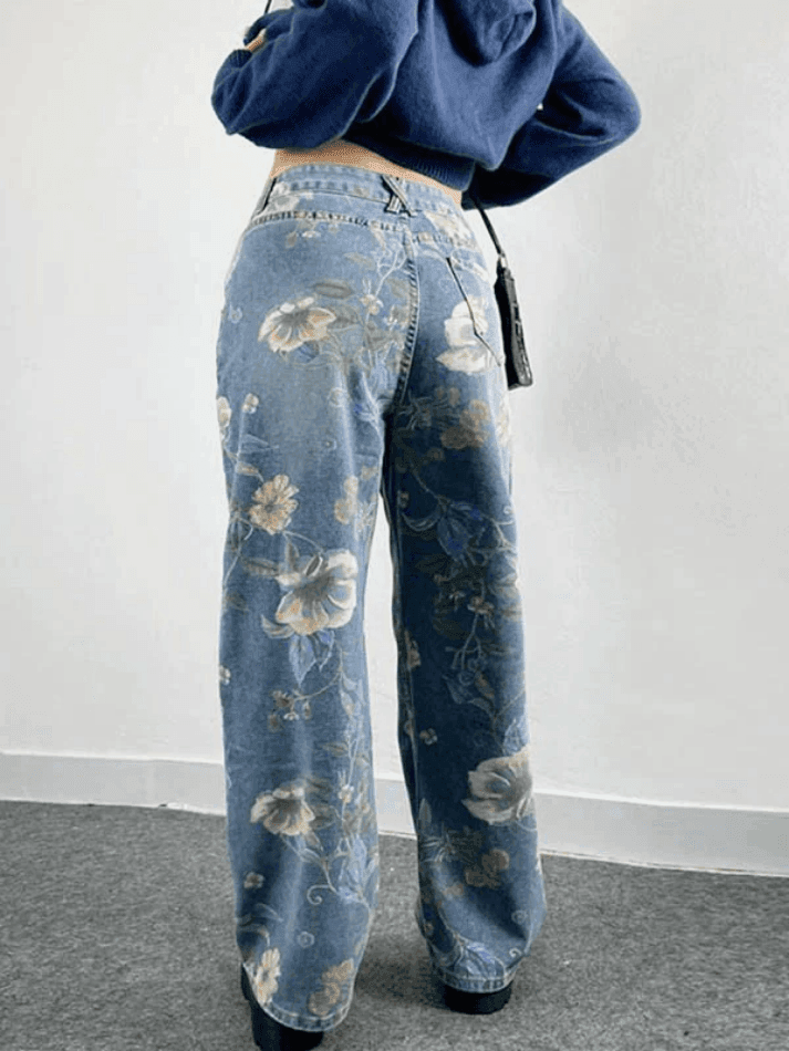 Vintage Floral Baggy Boyfriend Jeans