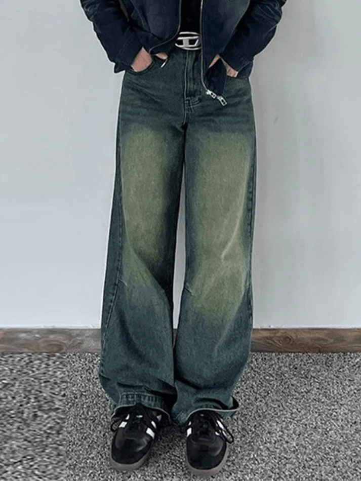 Vintage Gradient Wash Straight Leg Jeans