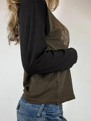 Vintage Heart Print Raglan Long Sleeve Tee