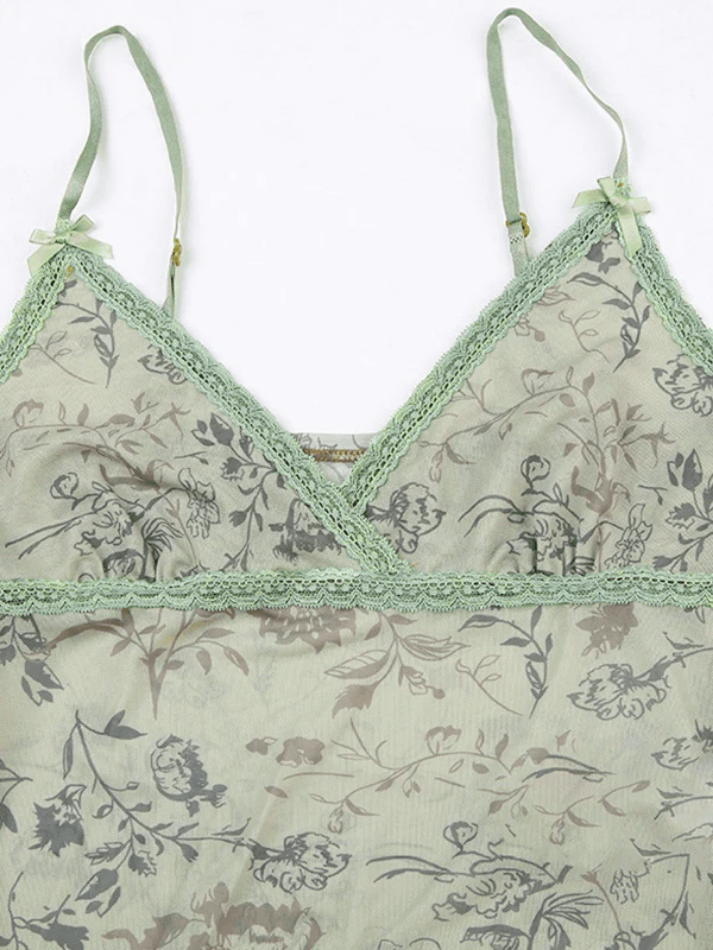 Vintage Lace Patch Wood Ear Cami Top